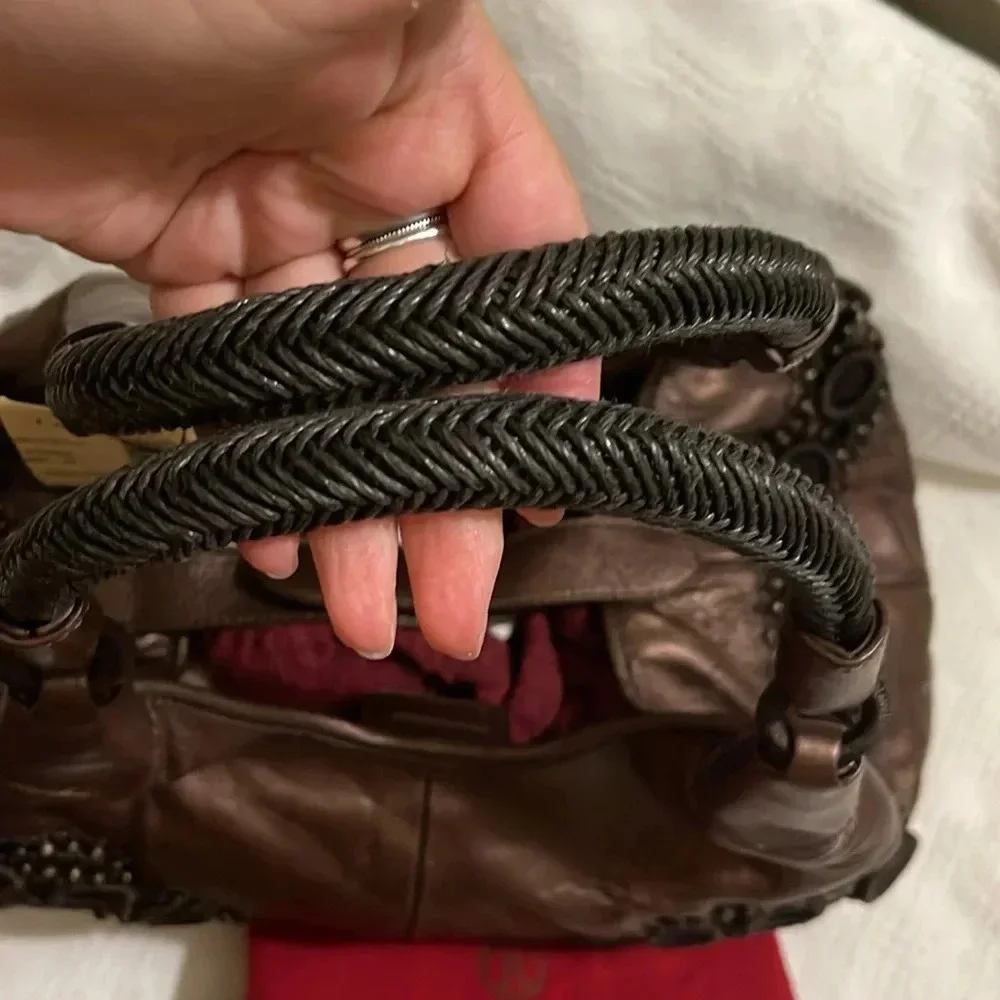 COLE HAAN- tiger eye metallic Alyssa bead bag - NWT